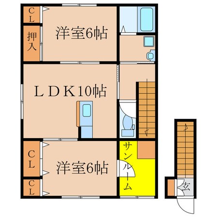 ボヌール川西　Ａ棟の物件間取画像